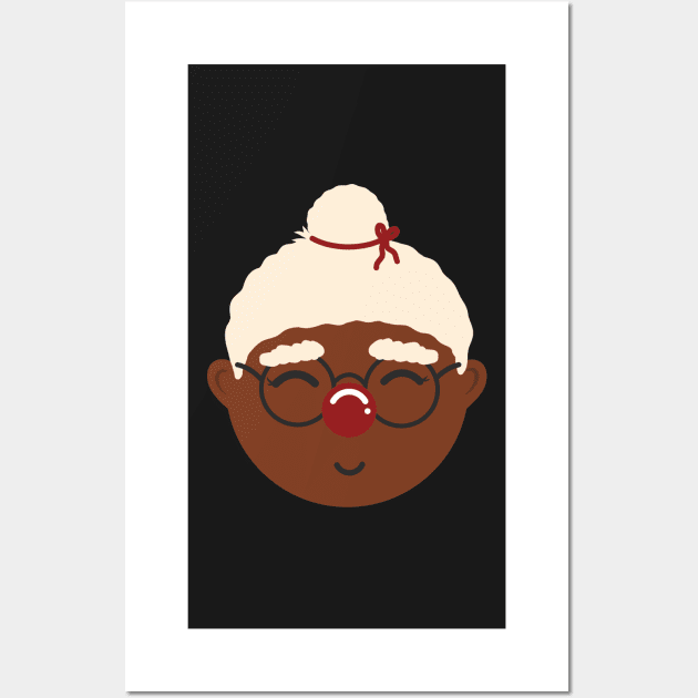 Cute Black Mrs Claus Santa Claus Matching Couple Christmas Wall Art by retroyule